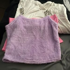 Purple soft cropped tank top with chains for straps